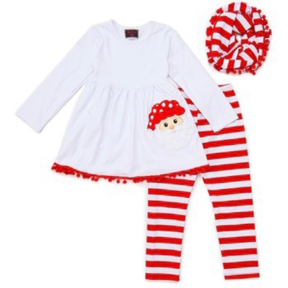 EUC Royal Gem Pom Pom Santa Tunic 3-Pc. Set, 24m